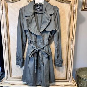 Last Kiss Olive Green Belted Double Breasted Trench Coat
